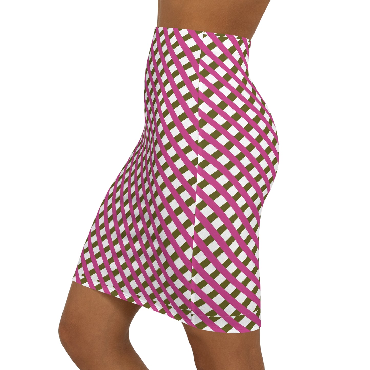 Cross Checkered Women's Mid-Waist Pencil Skirt (USA, Australia, UK)