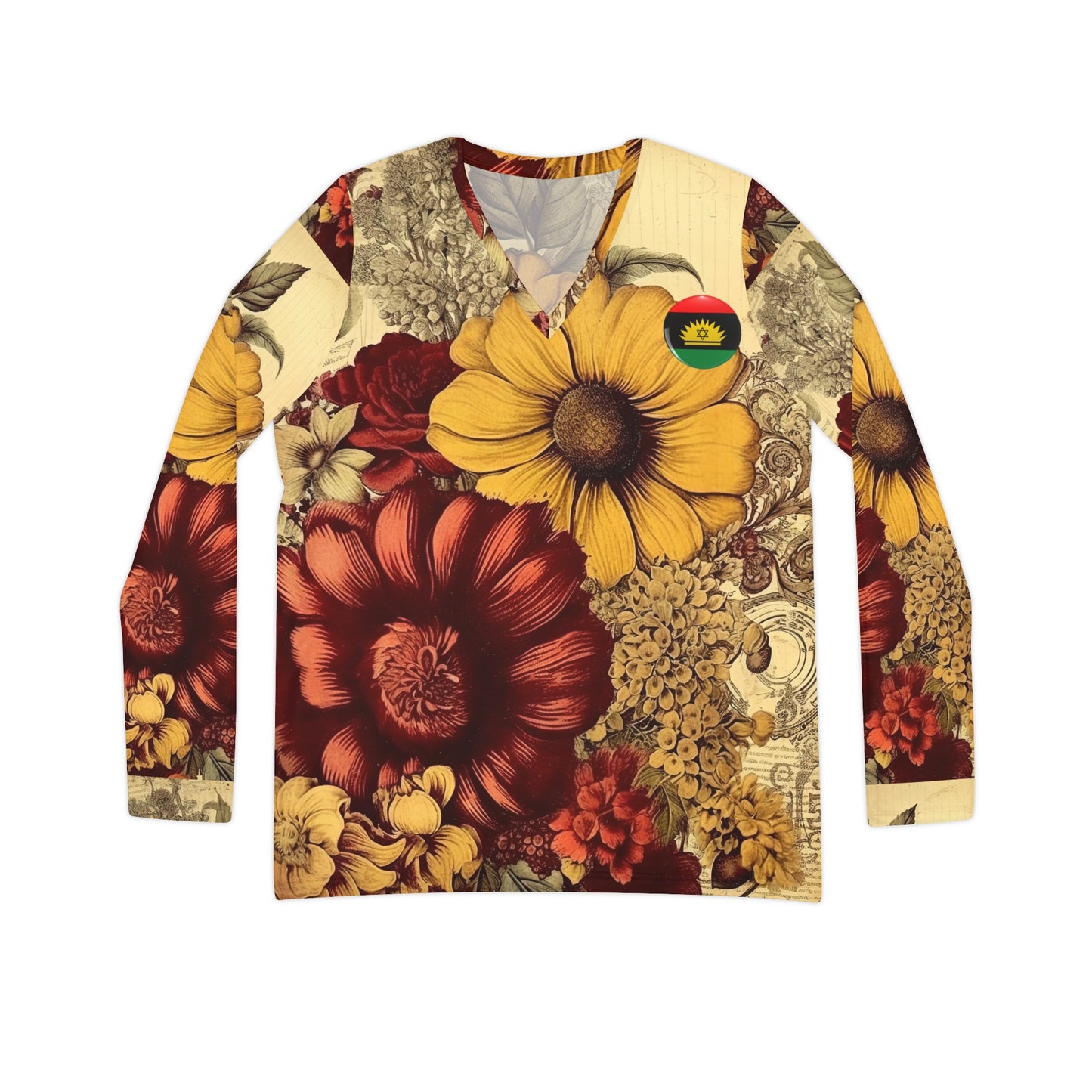 Sunflower Women's Long Sleeve V-neck Shirt (AOP)
