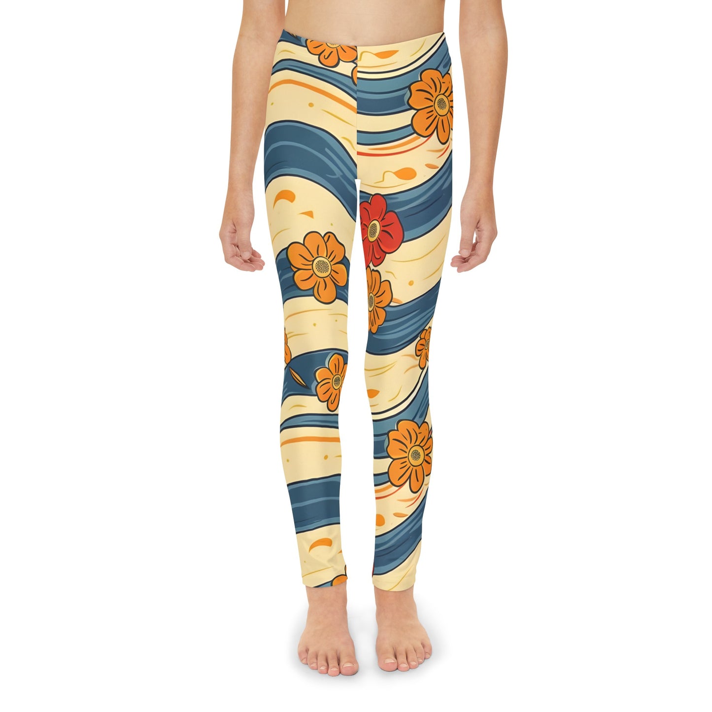 Water Flow with Petal Youth Full-Length Leggings