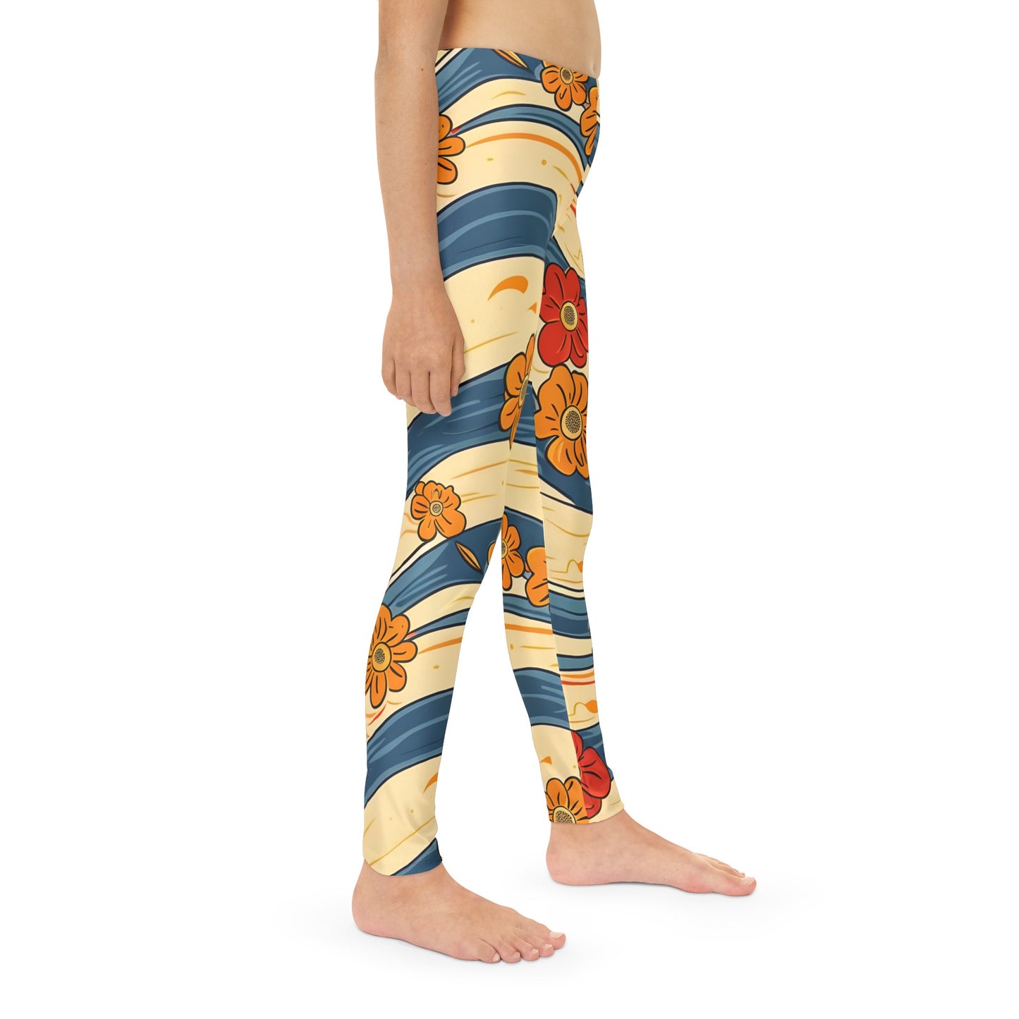 Water Flow with Petal Youth Full-Length Leggings