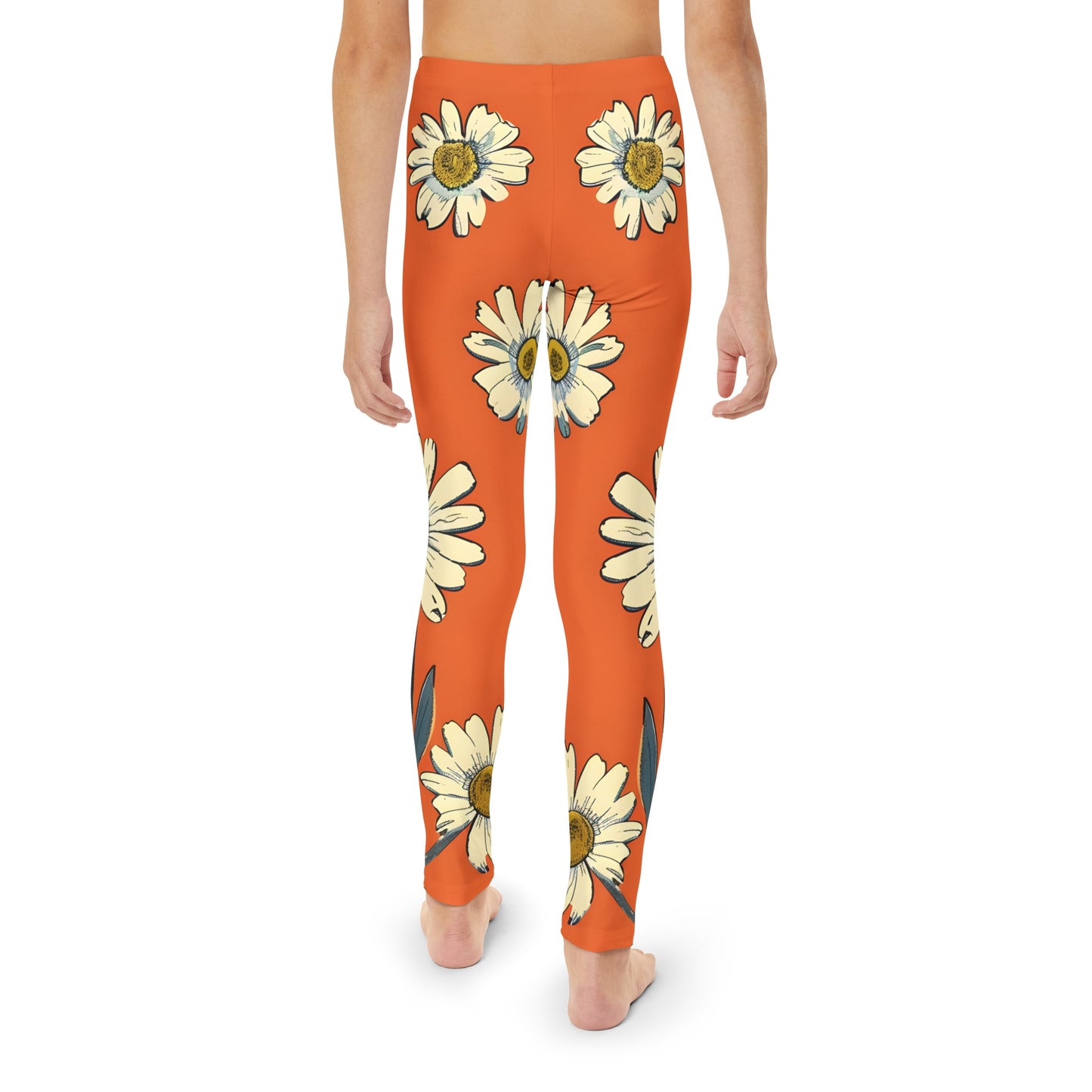 Orange Hibiscus Youth Full-Length Leggings
