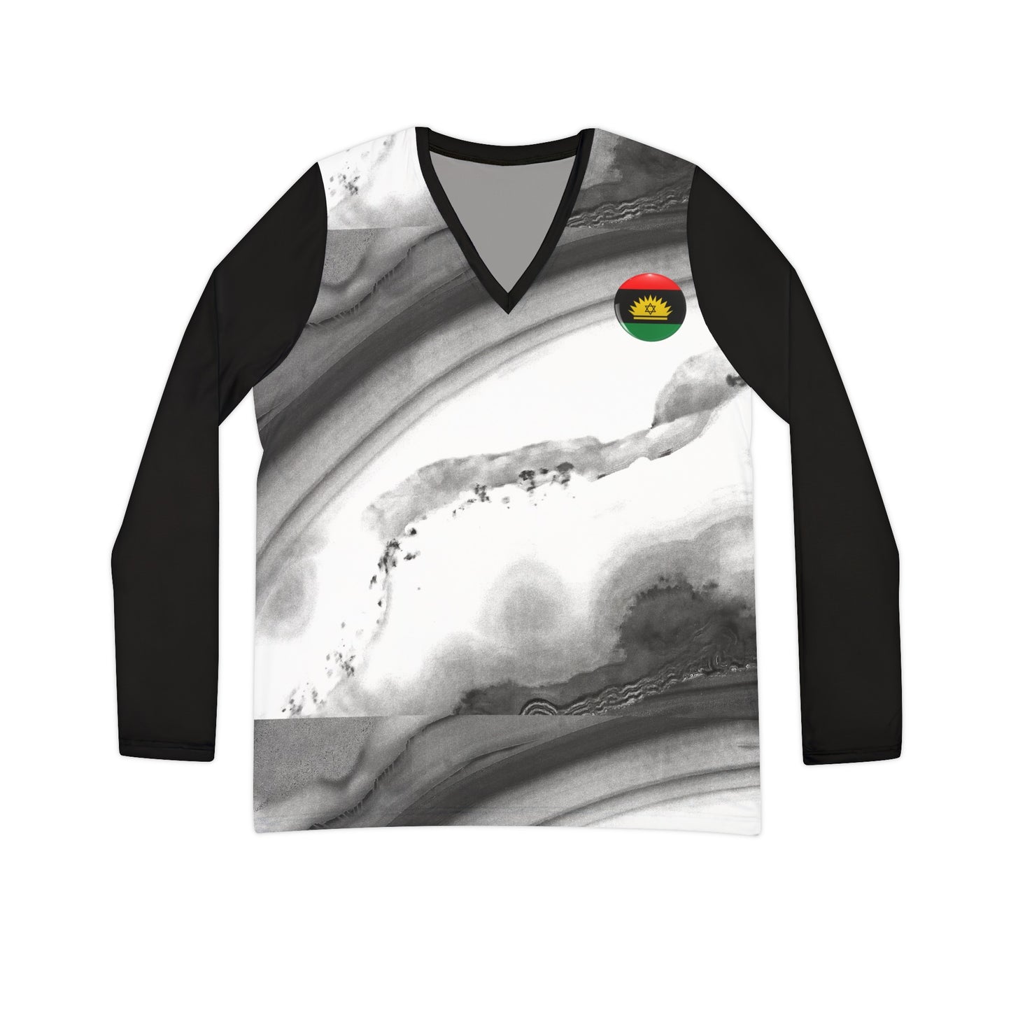Oil Wave Women's Long Sleeve V-neck Shirt (AOP)