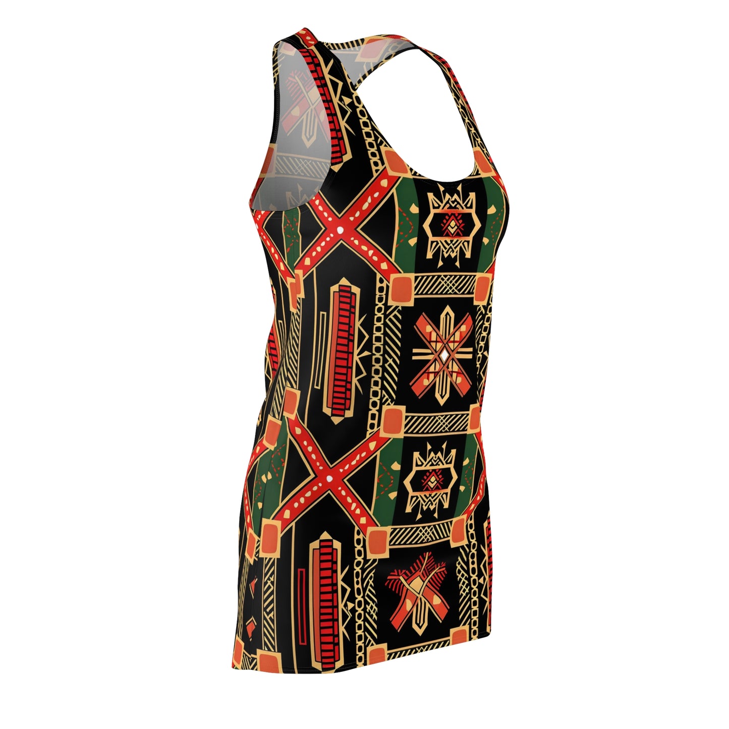 Africa Pattern Women's Cut & Sew Racerback Dress (USA)