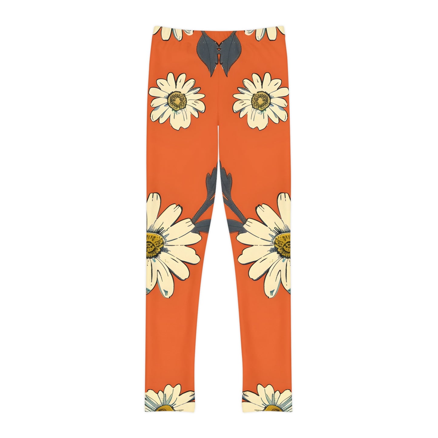 Orange Hibiscus Youth Full-Length Leggings