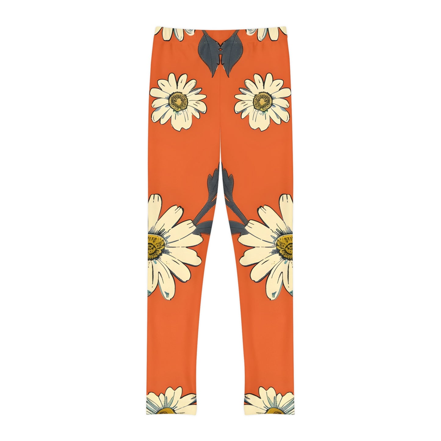 Orange Hibiscus Youth Full-Length Leggings