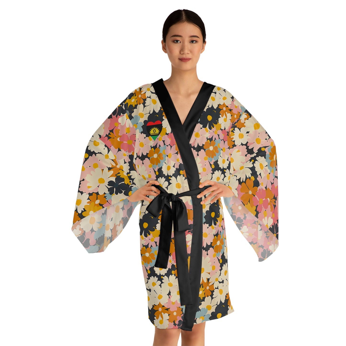 Flower Pattern Long Sleeve Kimono Robe (China)