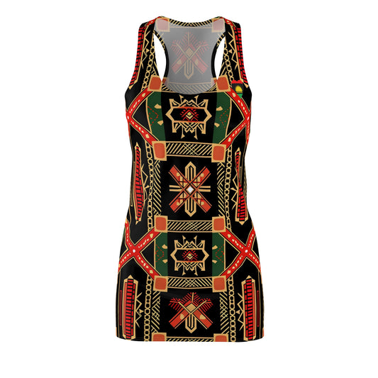 Africa Pattern Women's Cut & Sew Racerback Dress (USA)